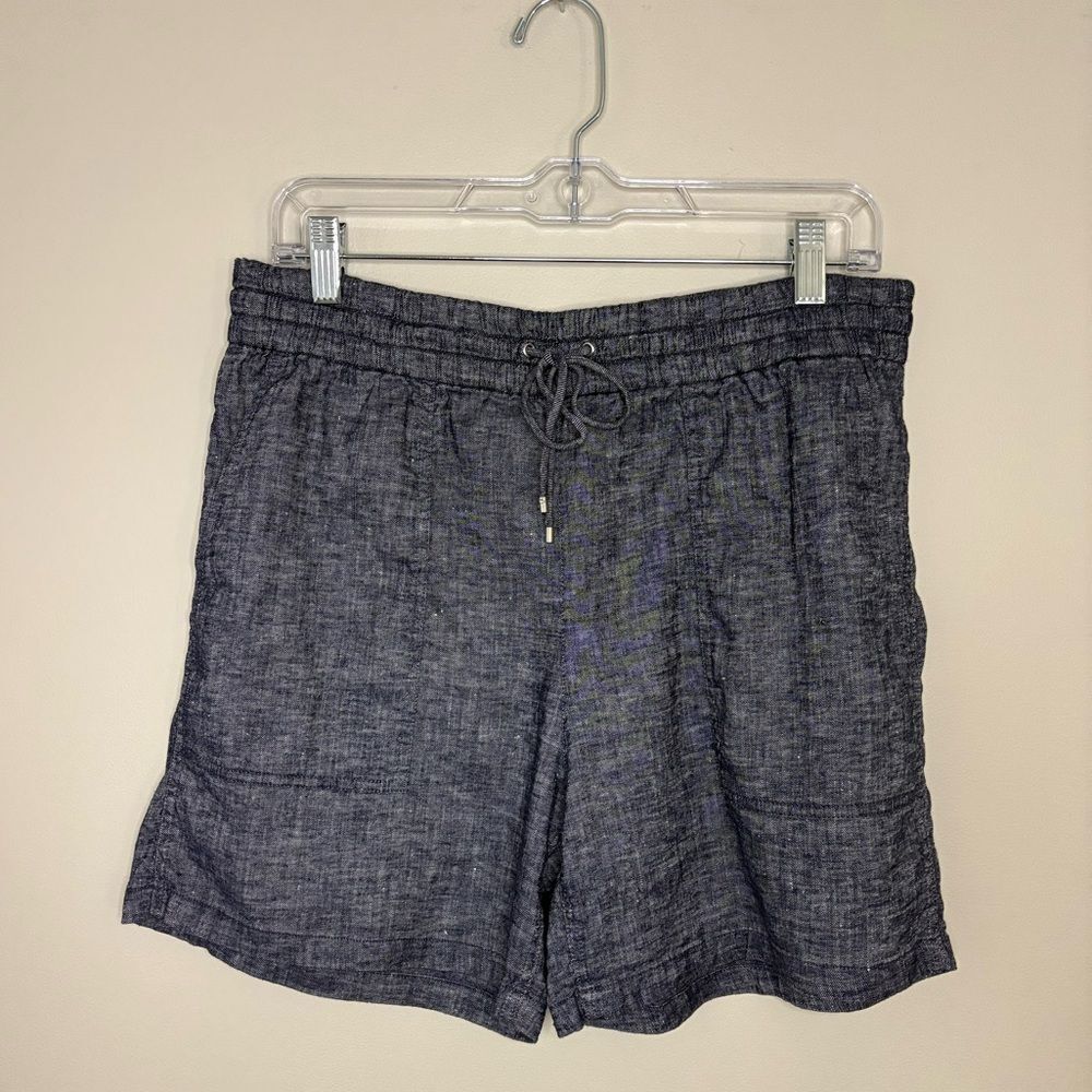 Theory Linen Blend Drawstring Shorts Blue Size 10 Casual Summer